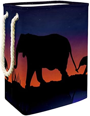 Inhomer Sunset Пешеходни Слонове 300D Оксфорд PVC, Водоустойчив Кошница За Дрехи, Голяма Кошница за Дрехи за Одеяла Дрехи Играчки в Спалнята