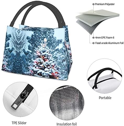 Чанта за обяд с принтом Evealyn Winter Forest - Обяд-Бокс, Преносима богат на функции Термоизоляционная чанта, Подходяща