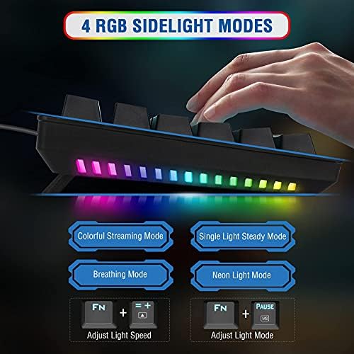 Комбинирана Ръчна Детска клавиатура и мишка, E-YOOSO 87 клавиши с възможност за гореща замяна Сини стрелки, Жичен Детска Клавиатурата със синя подсветка led RGB, игри за Wind