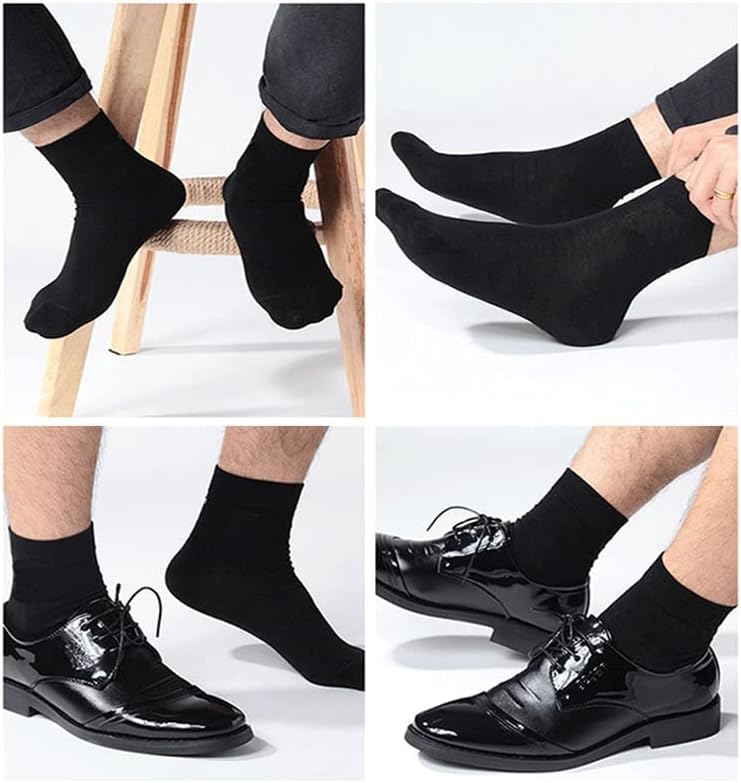 SEASD 5 Двойки мъжки и женски памучни чорапи-Меки и дишащи Бизнес Черни Мъжки чорапи