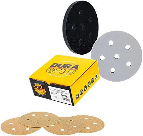 Dura-Gold 80 Песъчинки - 5-инчов Шлифовъчни Дискове и накладки с мека плътност на сдвояване, фигура 5 дупки