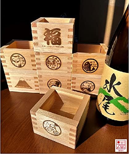 Дървени чаши за саке EDOYA Hinoki (комплект от 2-х) в японски кутия Masu с японски марка Лъки (на Ionka Boy)
