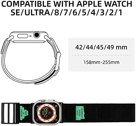 Най-добрите здрави въжета във военната стил, съвместими с каишка на Apple Watch 49 мм 45 мм 44 мм 42 мм, Найлонови спортни въжета с тканым дизайн за Apple Watch серия 8/7/6/5/4/3/2/1 / SE / Ultr
