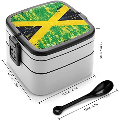 Ретро Флаг Ямайка Принт Всичко В Едно Двупластова Кутия за Bento за Възрастни/Деца Обяд-Бокс Комплект Съдове За Приготвяне на храна