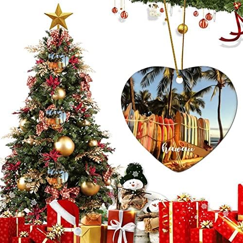 3 Инча Градския пейзаж, Залез на Хаваите Цитат Украса Сърцето на Коледна Украса за Деца, Момчета, Момичета Висящи Украси