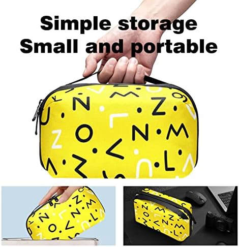 Органайзер за електроника, Азбучен Жълто Малък Пътен Кабелен Органайзер, Чанта за Носене, Компактни Технически Калъф-Чанта за