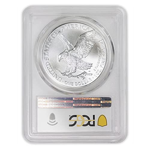 2022 (W) 1 унция на американския скъпоценен камък Silver Eagle в необращенном формата на (Първия камък, издаден на монетния двор на Уест-Пойнта) за 1 долар.