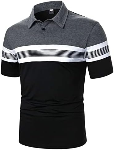 Мъжки Ризи Поло-Риза За Голф С Къс Ръкав Годишна Контрастен Цвят, Тениски Обикновена Засаждане, Върхове