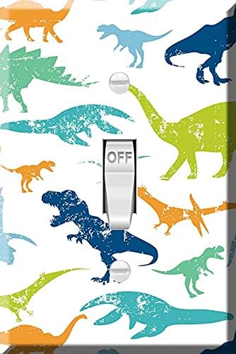 Стенни панел с един тумблером за включване на светлината, Стандартна, е 2.75 х 4,5, Небьющийся Термопласт, поликарбонат, фигура на Динозаврите на фона на гранжевом
