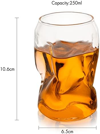 Комплект от 2 чаши за ситно газирана вода 8,5 грама от The Wine Savant - Бирени чаши във формата на кутии, елегантни чаши за