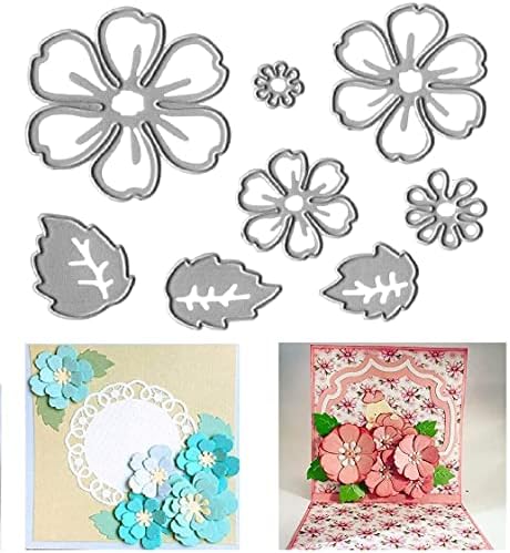 Метални 4 Печата за рязане цветове на Пролетта и Лятото, Симетричен Модел, Флорални Щампи с 4 Листа за Направата на Картички, Инструмент