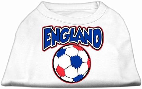 Тениска с Трафаретным принтом Mirage Pet Products England Soccer, Голяма, Бяла