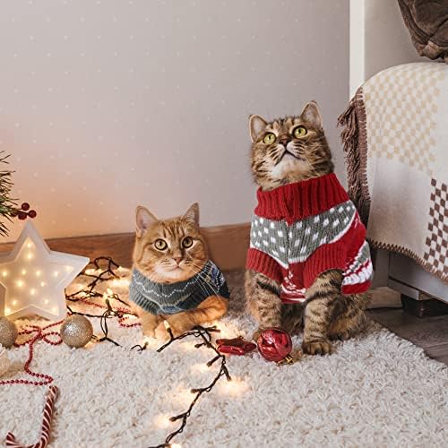 Коледен Пуловер за кучета и котки, 2 броя, Коледен Пуловер, Коледни дрешки за котки, Празничен Пуловер за малки Кучета,