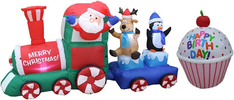 Два комплекта бижута за Коледно парти и рожден Ден, комплектът включва Осветена коледна надуваем Дядо Коледа с дължина 7 фута, Северен