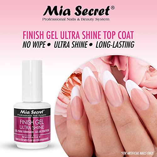 Mia Secret UV-довършителни работи гел-горния слой гел или акрил 15 мл - Прозрачен гел-лак за нокти без избърсване - висок Гланц покритие за изкуствени нокти