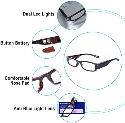 оптични очила за четене tide с подсветка Ярки led четци, блокиране на синя светлина, от напрежението на очите