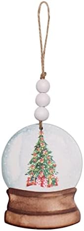Колинс Обръща Дървени Снежните сцени Коледни украси - Снежна топка, Формата на прозорците - Коледен декор в селски стил във ферма - Лесно подвешиваемые коледни деко?