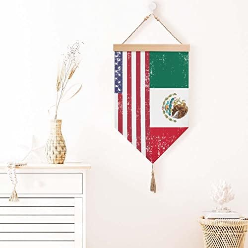Nudquio Американски Флаг Мексико Хлопчатобумажный Бельо Флаг Висящ Стенен Знак рисуване на Картина за вашия дом Офис Декорация на Верандата Градина