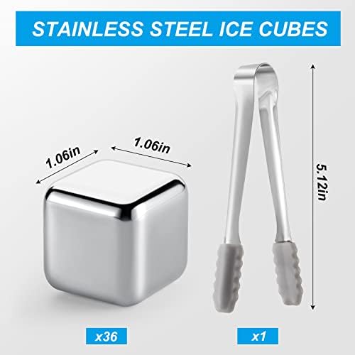За многократна употреба Кубчета лед Метален Кубче лед от Неръждаема стомана Кубче лед за Уиски с Клещи за лед, Метални Охлаждащи