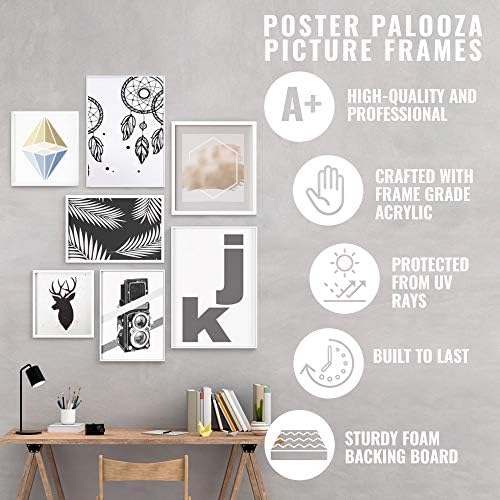 Плакат Palooza 12x20 Модерна Сребърна Рамка за снимки от Масивна Дървесина с UV акрил, подложка от пяна и Фитинги