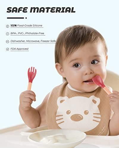 6 БР. Бебешки Лъжички Първия Етап, Детски Лъжици За Самостоятелно Хранене 6 + Месеца, Посуда и прибори за деца с Led Подсветка За
