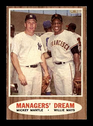 #18 Мечта мениджъри Мики Мэнтла / Вили Мэйса - Бейзболни картички Topps 1962 г. (Звезда) С оценката EX + - Реколта картички с автограф бейсболистов
