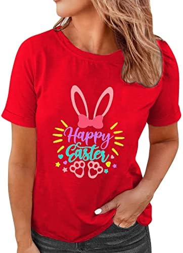 Великденски Ризи, Дамски Ризи Happy Easter Смешни Бъни Тениска С кръгло деколте И Къс Ръкав Потник Свободно Намаляване на
