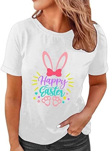 Великденски Ризи, Дамски Ризи Happy Easter Смешни Бъни Тениска С кръгло деколте И Къс Ръкав Потник Свободно Намаляване на Блузи, Елегантни