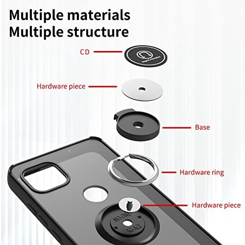TJS е Съвместим с калъф Motorola Moto One 5G Ace 2021, калъф Moto G 5G 2021, с предпазно фолио за екран от закалено стъкло, Метален пръстен, магнитна поставка, сверхпрочным защитен калъф