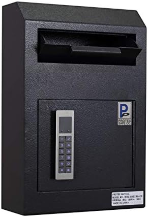 Защитно заключване Protex Drop Box (WDS-150E II) -черно панта за пиано, защитени оферти, бюлетини, ключове, поща, пари, чекове за настаняване