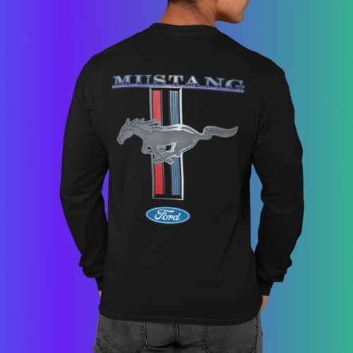 Тениска с дълъг ръкав Ford Mustang Pony Racing Stripe 5.0 Muscle Shelby С Принтом Отпред и Отзад