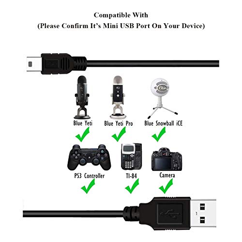Обичате вашия Преносим USB кабел Mini-b гг, захранващ Кабел за микрофони, записващи Blue Yeti, USB-тел за микрофон Blue Snowball iCE, микрофон Hyperx Quadcast (10 фута)