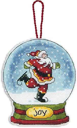 Размери, Определени Коледна украса за Бродерия на кръстат бод Joy Santa Snow Globe, 3,75 W x 4,5В