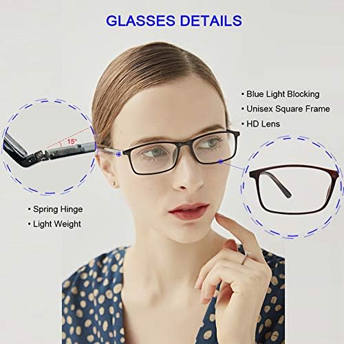 YTDBNS Очила за четене със заключване синя светлина - 2 опаковки Компютърни ридеров За Мъже и жени с пружинным тръба на