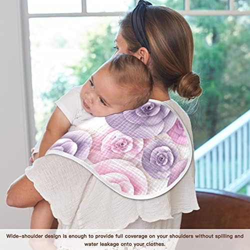 YYZZH Елегантни Розови 3D Хартиени Муслиновые Кърпички с Цветен Модел от Оригване на Бебето, 4 опаковки, Памук, Детски