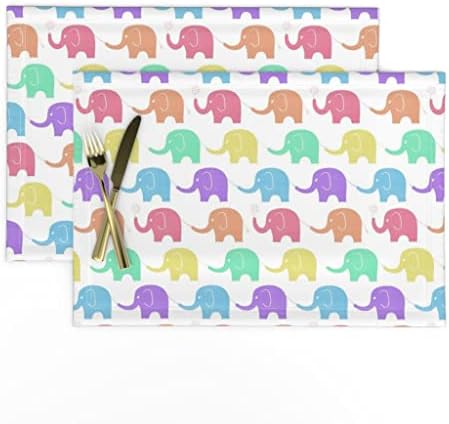 Спално бельо, Памучни Кърпички от платното (Комплект от 2 части) - Elephant Fiesta трета пола Неутрални Кърпички за детска градина с Причудливи съвременни животни и Цветни ?