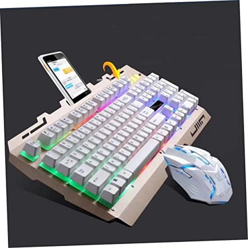 Mobestech Механична Клавиатура Игрална с Класната подсветка, USB Ергономичен Компютърни Игри Led Геймър Кабелна Разход на Механични и Бяло