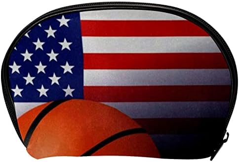 Чанта за Тоалетни принадлежности, Пътни Косметичка за Грим за Жени и Мъже, Баскетбол Флаг на САЩ