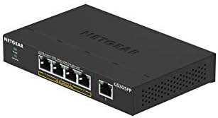 NETGEAR 5-портов unmanaged switch PoE+ Gigabit Ethernet (GS305PP) с 4 порта PoE 83 W, Тенис на маса, Здрав Метален Корпус Без
