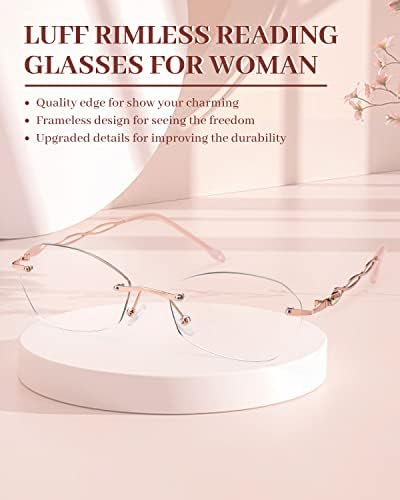 Дамски Очила за четене без рамки LUFF, Блокиране на Синя Светлина, Леки Метални Класически Компютърни Ридеры, Които Напрежение на очите