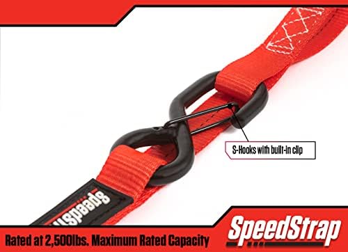Сверхпрочный червен колан SpeedStrap размер 1 x 15 см с храповиком се закрепва с помощта на защелкивающихся куки и мека завязки. Идеален за движение, къмпинг, превоз на тов