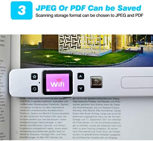 JMT Скенер Мини изображения на документи 1050 dpi Сканиране във формат A4 формат JPG/PDF Високоскоростен Преносим LCD дисплей Безжични
