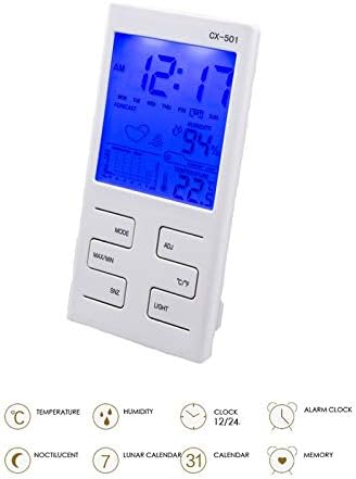 Дигитален термометър WODMB влагомер с LCD подсветка, мултифункционален LCD цифров измерител на температура и влажност на въздуха,