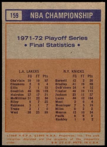 Статистика на плейофите в НБА 1972 Topps 159 Лос Анджелис Лейкърс (Баскетболно карта) EX/MT Лейкърс