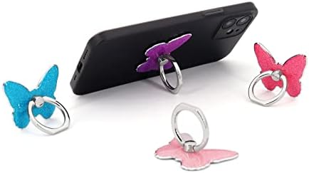 Притежателят на пръстена за мобилен телефон от Ламиньона с пеперуда, Поставка за улавяне на пръстена на пръста си, обърни на 360 °, флип-надолу на 180 градуса, Универса?