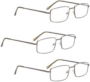 LUR 3 опаковки на метални очила за четене + 3 опаковки очила за четене без рамки (само 6 двойки ридеров + 4,00)