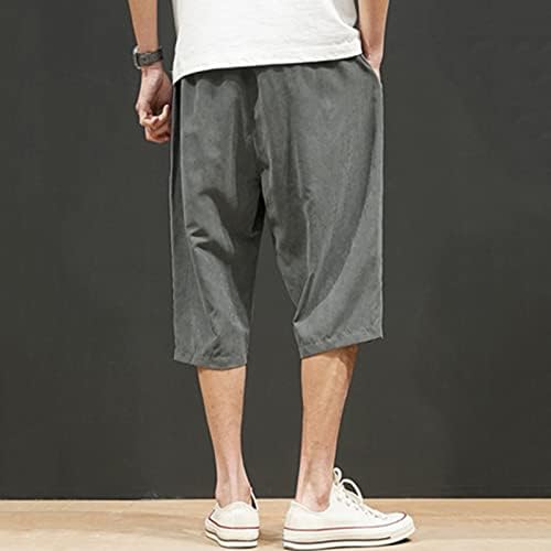 WXHN UBST Мъжки Панталони-капри е В Японски Стил и Голям Размер, Свободни за Ежедневни Панталони, Летни къси Панталони Под Коляното С Еластична
