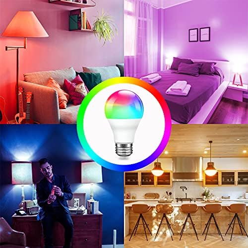 интелигентни електрически Крушки phopollo, Многоцветни led Крушки RGBW WiFi, Съвместими с Alexa и Google Home Асистент, A19 E26