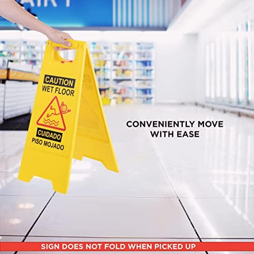 Cartoony знак Внимание мокър под, 3 опаковки, Жълти Два Предупредителни знаци за търговска употреба от Jolli Designs