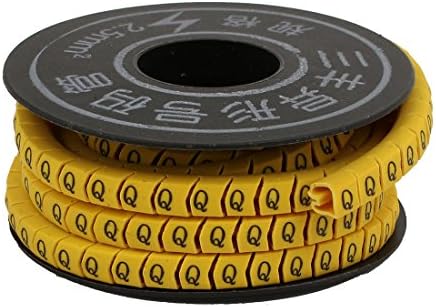 Aexit 2 бр. Гъвкави Трансмисия PVC Номер Q Печат 2,5 мм2 Маркери за кабели Издател на Жълт Цвят
